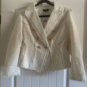 Love Token Cream Blazer Elegant Tweed Design